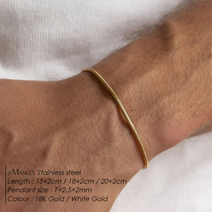 Bracciale a Catena da <span class=keywords><strong>Uomo</strong></span> EManco all'Ingrosso Minimalista Placcato Oro 18k, Bracciale di Lusso in Acciaio Inossidabile con Catena a Spina di Pesce per Gioielli da <span class=keywords><strong>Uomo</strong></span> - Product Image 2
