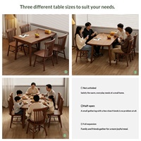 Table à manger extensible et pliante en bois massif, design rectangulaire vintage avec plateau réglable pour salons et salles à manger