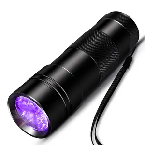 Mini Pocket 12 LED Aluminum Alloy UV Flashlight 395nm Black Light for Money Pet Urine Detection Battery Operated Torch