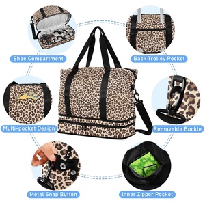 Bolsa de Viaje Grande con Estampado de Leopardo, para Separación de Artículos Secos y Húmedos, Almacenamiento, Deportes, Yoga, Fitness, con Compartimento Independiente para Zapatos - Product Image 5