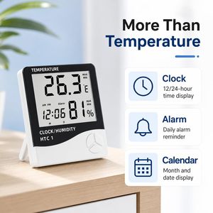 Digital Indoor Outdoor LCD Electronic Temperature Humidity Monitor Thermometer Hygrometer with Alarm Clock Household - Product Image 6