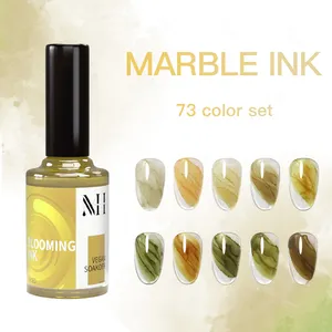 MH solid color glitter metallic watercolor marble ink for nails arts 15ml bottle fast dry blooming gel nail polish
