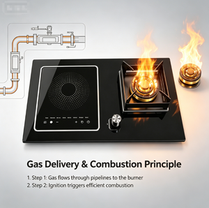 Table de cuisson flexible 2-en-1 à induction et gaz 5,2 kW, cuisinière à gaz 1900 W, plaque électrique pour une cuisson polyvalente - Product Image 1