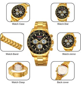 SKMEI 2505 bracelet en acier inoxydable montres pour hommes multi-fonctionnel Date luxe étanche montre de sport pour hommes Reloj montre numérique - Product Image 3