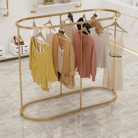 Haut de gamme dame boutique ronde vêtements suspendus or métal vêtements présentoir robe présentoir