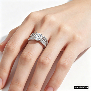 Bague de mariage personnalisée en or 14 carats plaqué or, diamant de laboratoire de qualité VS 1,00 carat taille brillant, certifié IGI, avec sertissage micro-pavé - Product Image 6