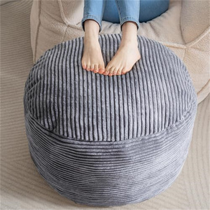 Repose-pieds <span class=keywords><strong>pouf</strong></span> <span class=keywords><strong>rond</strong></span> Offre Spéciale avec velours côtelé rembourré pour repose-pieds avec <span class=keywords><strong>coussin</strong></span> <span class=keywords><strong>de</strong></span> remplissage en mousse déchiquetée pour salon chambre - Product Image 4