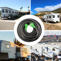 Kabel Ekstensi Camper/RV 50Ft dengan Konektor Standar 30 Amp, Kabel Daya Shore RV 10/3 STW TT-30P ke TT-30R untuk Trailer Camper