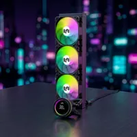 Refroidisseur de processeur liquide AIO en aluminium Linengcooling 360 mm, écran LCD, synchronisation ARGB Aura, radiateur silencieux, pour ordinateur de jeu