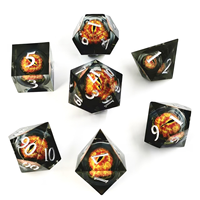 Vente chaude transfrontalière Amérique du Nord : Jeu de dés DND de luxe en résine gravée, Œil de Sauron, à angle droit, à vingt faces, 7 pièces