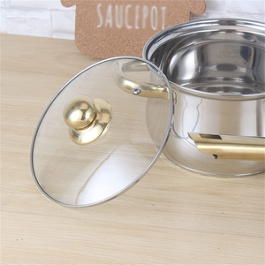 Kitchenware Household Stainless Steel Non Stick Coating Kitchen Cooking Pots and Pans <b>Sets</b> With Golden Handle - Product Image 4