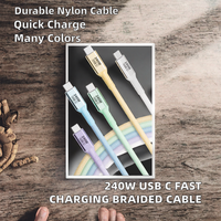 Kabel Pengisian Cepat USB-C ke Type-C 240W dengan Jalinan Nilon 6.6FT PD 3.1 Kompatibel dengan E-Marker untuk IPhone// iPad Scanner Mobil