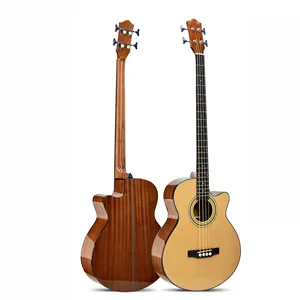 Factory wholesale wooden bass four-string guitar spruce panel bass can be installed electric box