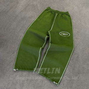 Fabricant de pantalons de survêtement personnalisés en coton French Terry, coupe droite, jambe large, style baggy, épais, pour le jogging - Product Image 3
