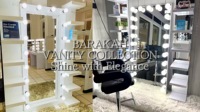 Meilleur vendeur dans les magasins de meubles, coiffeuse avec miroir éclairé par LED, haut-parleur Bluetooth LED RVB, espace supplémentaire