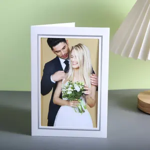 Oem Paper Picture Frame With Gold Lining Folder For 4*6 Cards For Wedding Birthday.Blank Photo Insert Note Cards Tith Envelopes