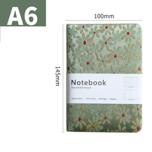 Cuaderno de Tapa Dura con Bordado de <span class=keywords><strong>Flores</strong></span> y Árboles en Lino Vintage Retro para Estudiantes, Grueso, A6, Personalizable - Product Image 6