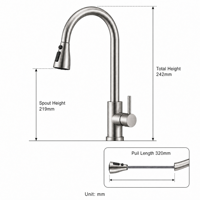 Robinet de lavabo de haute qualité au design moderne en acier inoxydable 304 avec une seule poignée et trois modes de pulvérisation