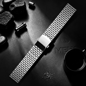 Bracelet de montre en acier inoxydable, bracelet milanais à maillons, ton argenté, bracelet de remplacement pour tenue formelle - Product Image 1