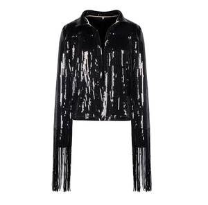 Women's Tassel <strong>Sequin</strong> <strong>Jacket</strong> <strong>Silver</strong> Reflective Festival Rave Fringe <strong>Jacket</strong> for Women Boho Party - Product Image 4