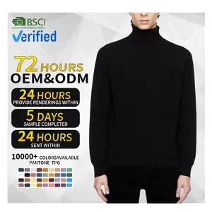 CaiNan cashmere manufacturer custom black rib cashmere sweater custom knit turtleneck 100% cashmere sweater men