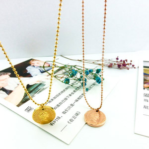 Collar con Colgante de Moneda de Reina y Cadena de Bolas, Chapado en Oro PVD de 14k 18k, Base de Acero Inoxidable 316L, Joyería que no se Deslustra para Mujer - Product Image 2