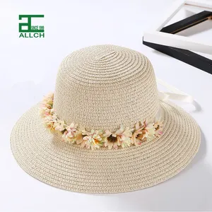 ALLCH летняя соломенная шляпа для женщин солнцезащитное пляжное платье праздничное украшение соломенная шляпа с цветочным ремешком