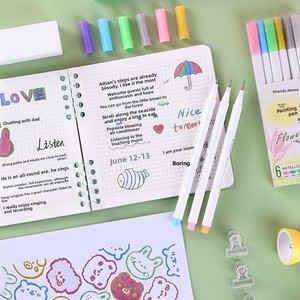 Stylos à encre métallique à pointe souple 12 couleurs modèle S333-6 pour le marquage photo, les signatures et le papier cartonné noir – Vente en gros transfrontalière - Product Image 3