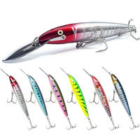 Leurre de pêche en eau salée en plastique dur imprimé ABS avec lèvre métallique pour la pêche au marlin, au vairon, en rivière, en lac, en mer, en bateau