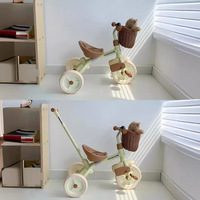 Tricycle pour enfants à 3 roues en gros en usine siège en forme de U avec panier tissé poignée de poussée arrière réglable pour 2-6 ans
