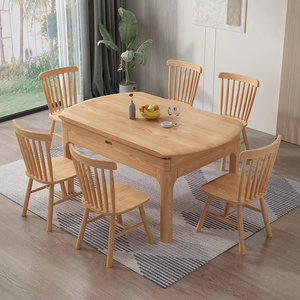 Hiện đại tối giản rắn gỗ Bàn ăn đa chức năng gấp mở rộng vòng Thiết kế bổ sung với Bộ ghế ăn - Product Image 4