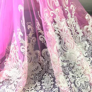 Grosir kain renda bunga rok-Pernikahan Populer Renda Emas Bunga Bridal Bordir Renda Mesh Kain untuk Gaun dan Rok