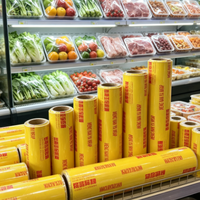 Film alimentaire PVC de qualité alimentaire, rouleau jumbo, plusieurs tailles, étiquette personnalisée pour restaurant, emballage pour aliments frais