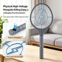 Raquette anti-moustiques électrique écologique pour la maison, rechargeable, haute tension, filet à 3 couches, attrape-mouches physique
