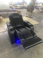 Kursi Sofa Recliner Elektrik Kulit Asli Modern Mewah untuk Home Theater dengan Lampu LED, Rangka Kayu, Fitur Pintar, dan Sistem Gliding