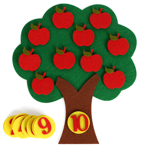 1-10 Montessori ของเล่นปริศนาทางการศึกษาทำมือโรงเรียนอนุบาล DIY ของเล่นจับคู่ต้นแอปเปิ้ลแครอทสำหรับทุกเพศทุกวัย - Product Image 1