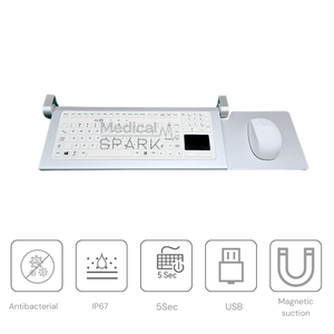 אטום, ניתן לכביסה, חיטוי, אנטיבקטריאלי, ומקלדת-הוכחה טחב עם משטח מגע ומגש מקלדת - Product Image 2