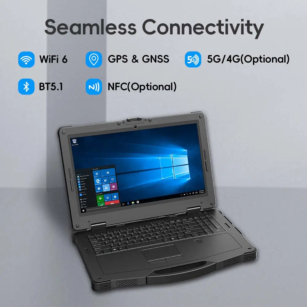 N15W 15.6" पूरी तरह से औद्योगिक मजबूत लैपटॉप इंटेल कोर i5 16GB रैम 256GB SSD सस्ता स्टॉक मजबूत नोटबुक टफबुक