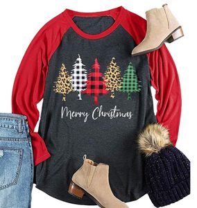 Plus Size Christmas <strong>T</strong> <strong>Shirt</strong> Women <strong>Xmas</strong> Leopard Plaid Trees Print Tees Casual Long Sleeve Holiday <strong>Shirts</strong> Top - Product Image 1