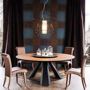 Ensemble de meubles de banquet de <span class=keywords><strong>restaurant</strong></span> d'hôtel de luxe, grande table à manger ronde en bois avec <span class=keywords><strong>centre</strong></span> rotatif - Product Image 5