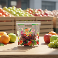 Verpakkingstas voor fruit en groenten met aangepast logo, houdt vers, plastic zak met ritssluiting en ventilatiegaten voor veilige voedselopslag