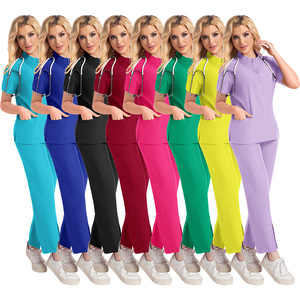 Women Scrub Uniform Set Moisture Wicking Split Design Lightweight Woven Fabric Hospital Workwear For Medical Nursing Summer Use - Product Image 4