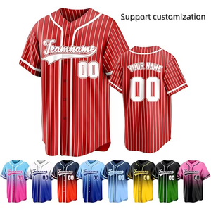 Maglia Sportiva Personalizzata con Nome e Numero Stampati, Sfumature a Righe, Chiusura con Bottoni, Traspirante, Anti-umidità, Protezione UV, Casual - Product Image 1