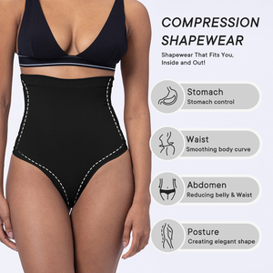 Perizoma a vita alta a forma di perizoma a forma di elastico per intimo mutandine modellanti per il corpo senza soluzione di continuità da donna - Product Image 2