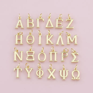 Breloque personnalisée en acier inoxydable plaqué or 18 carats avec <span class=keywords><strong>alphabet</strong></span> grec, breloques lettres de sororité en or et argent, accessoires - Product Image 5