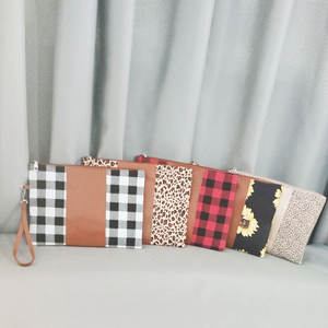 फैशन सूरजमुखी प्रिंट मेकअप बैग चमड़े शाम क्लच महिलाओं भैंस प्लेड तेंदुए प्रिंट बड़े कॉस्मेटिक बैग पर्स - Product Image 2