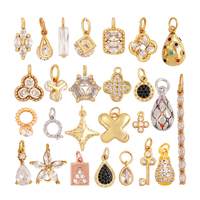Mignon Mini Fleur Goutte D'eau Ronde Étoile Géométrie Forme Charme Pendentif, Cubique Zircone Pavé, Bijoux Collier Bracelet Fournitures M33