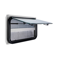 Ventanas para Caravana, Remolque, Autocaravana, 800*450 mm, Doble Acristalamiento, Aleación de Aluminio, con Persiana Plegable y Mosquitera, Estilo Lujoso