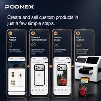 PodNEX A3 DX7 Printer Inkjet UV Flatbed Otomatis CMYK 2400 DPI Kontrol Android untuk Casing Ponsel dan AirPods