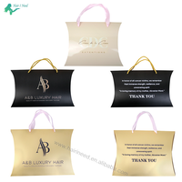 Boîtes Cadeaux Oreillers en Carton Papier Élégantes Personnalisées avec Logo en Gros, Lot d'Emballages pour Perruques avec Poignée en Ruban pour Extensions de Cheveux